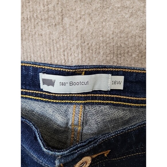 Levis 580 Curvy Bootcut Jeans Womens 16W Short Blue Medium Wash Stretch NEW - Picture 9 of 12